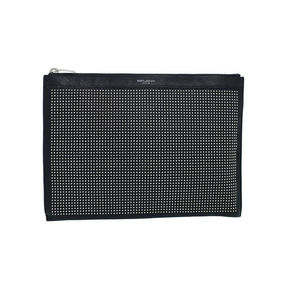 Saint Laurent Bag Zip Clutch Holder Tablet Studded PARIS - Picture 1 of 8